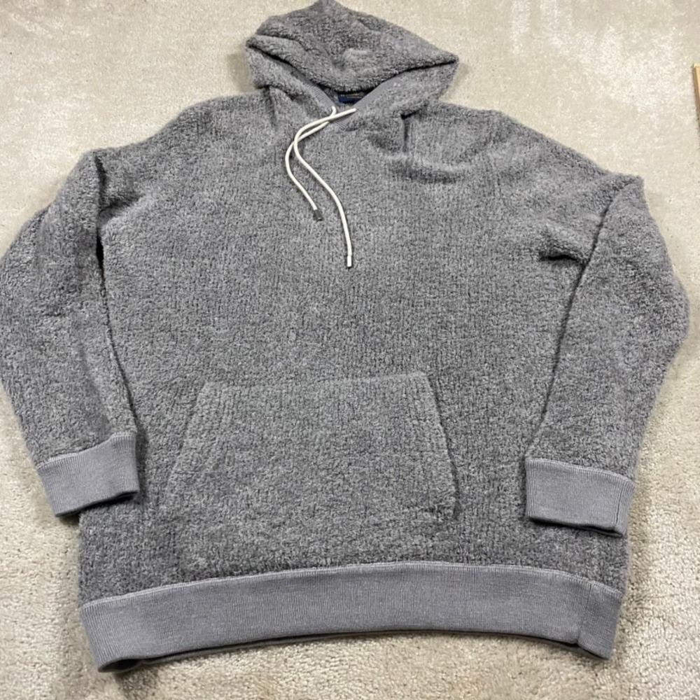 Brooks Brothers Hoodie Mens XXL Grey Merino Wool Fleece Boucle Knit Hoodie